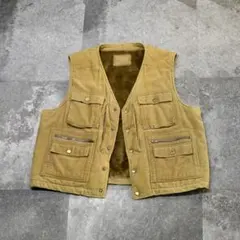 古着 オーバーサイズ コーデュロイベスト デザイン ベスト ワークベスト