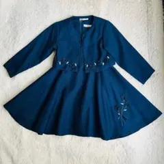 ♦︎卒園式・入学式に♦︎120cm♦︎ ネイビー フレアドレス