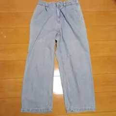 GU　デニム　ツータック　バギー　スラックス　ブルー　パンツ　М