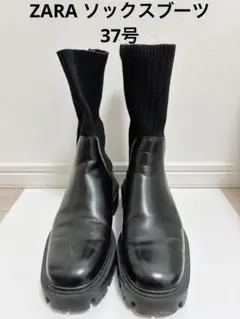 ZARA ザラソックスブーツ 厚底 ブラック　37号　23.5〜24cm