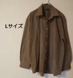 Y.M. ブラウン オーバーサイズ長袖シャツ ゆったりシルエット Lサイズ