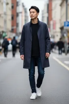 美品 デザイン ステンカラーコート 定価18,900円 撥水 多機能 Mサイズ