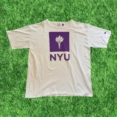 Champion NYU Tシャツ XL 古着 ビッグロゴ カレッジ USA製