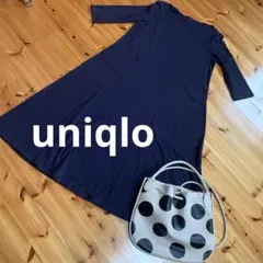 ユニクロ ネイビー ロングワンピース コットン L