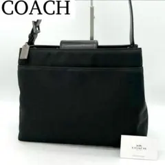【良品】COACH ハンドバッグ トートバッグ ナイロン レザー ブラック