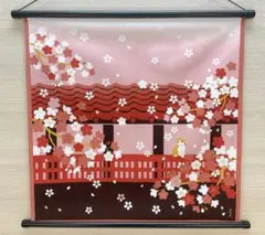 春ウォールデコ【お花見ねこ春爛漫】軸付きタペストリー お花見 4月壁飾り 新品
