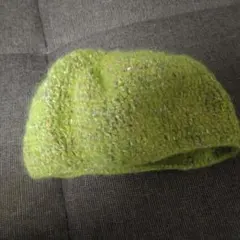 【お値下け】[ハンドメイド] ウール混紡 緑色 ベレー帽