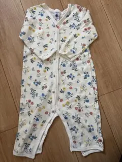 花柄ロンパース 70-80cm クリーム色