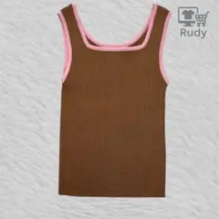 w closet 配色リブタンクトップ ブラウン フリーのサムネイル