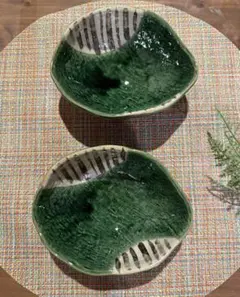 織部十唐 15cm 変形鉢 2個セットのサムネイル