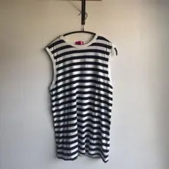 スピックアンドスパン　ボーダーノースリーブカットソー