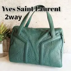 良品 イヴサンローラン 2way レザー ミニボストン ショルダー ハンドバッグ