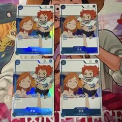ワンピースカードゲーム 青黄ナミデッキパーツ ナミ、ロビン、少女