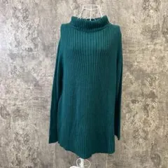 ✨hunch✨ハンチ♡リブ編みタートルネックセーター♡長袖ニット♡深緑(F)
