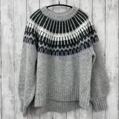 【 ANY 】ノルディックパターンニット ライトグレー フリーサイズ