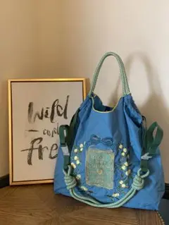刺繍　エコバッグ　Mサイズ ★ショルダーベルト付き
