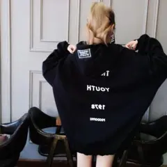 ジップアップパーカー　パーカー　フード付き　裏起毛　レディース　ブラック　2XL