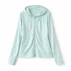 ユニクロ AIRism UVカットメッシュパーカ XL ミントグリーン 指穴