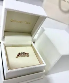 Ｖ字ハーフエタ　ダイヤモンド９号リングSamantha Tiara フラワーモチーフバンド リング(9号 SILVER YGメッキ