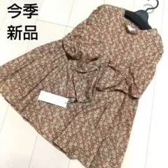 新品 チュニック ワンピース 花 総柄 フレア フラワー トップス 春 綿100