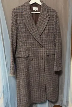 【美品】ユニクロ イネス チェック柄 ロングコート L レディース 冬服
