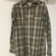 Carhartt カーハート ネルシャツ オンブレチェック レザーロゴ カーキ