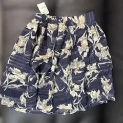 レディース フレアスカート 花柄 M ネイビー