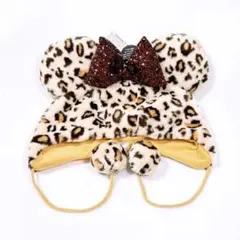 ディズニー ヒョウ柄 ファンキャップ スパンコール ブラウン ミニー