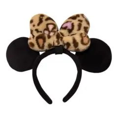 ディズニー　カチューシャ　ヒョウ柄　ピンク　総柄　ミニー