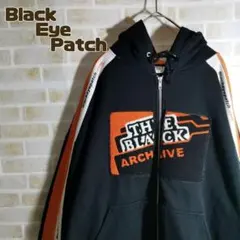 ブラックアイパッチ パーカー ジップアップ パイル ロゴ 黒