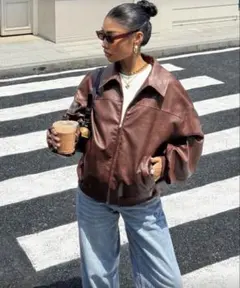 SHEIN ブラウンレザージャケット