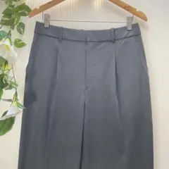 美品　ユニクロ【XL】グレー　タックワイドパンツ　スラックス