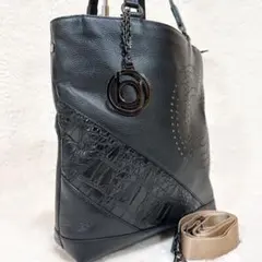 極美品✨ ボーグラン トートバッグ JRA認定 リアルクロコ レザー ブラック