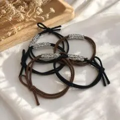 ビーズ装飾付きヘアゴム5個セット