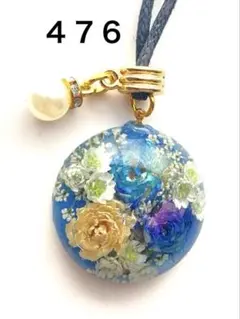 ドライフラワーミニ薔薇　ネックレス　半球　レジン