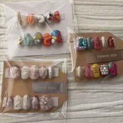 【現品】個性派　ポップ　ネイルチップ3点セット