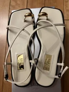 GRISE ベージュ ストラップサンダル Lサイズ
