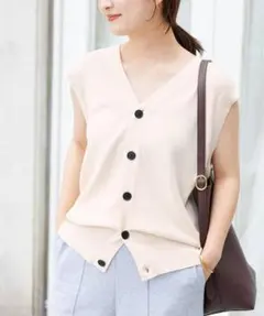 SLOBE IENA 春夏/総針Vネックニットベスト/ベージュ
