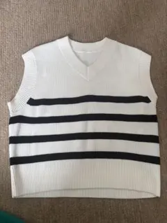 無印良品　婦人 洗える畦編みショート丈Ｖネックベスト