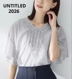 2026今期 大人気 ✨アンタイトル Vネックフリルブラウス　サイズ2 Ｍのサムネイル