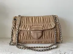 PRADA ベージュレザーショルダーバッグ