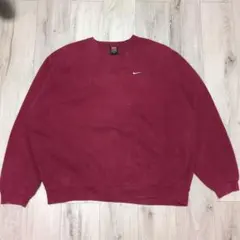 00s NIKE スウェット ワンポイント刺繍ロゴ ボルドー XXL