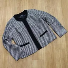 大きいサイズ 17号 Add Rouge ノーカラー ツイード ジャケット