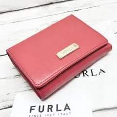 FURLA フルラ 3つ折り財布 レッド レザー