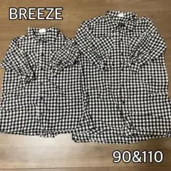 BREEZE 長袖 シャツ チェック ワンピース 90 110 姉妹 お揃い