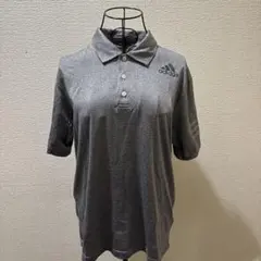 adidas グレー ストライプ ポロシャツ 半袖