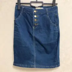 デニムタイトスカート　前ボタン