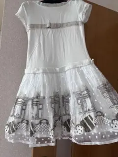 断捨離値下げ　モナリザ　可愛い刺繍ドット柄ワンピース128
