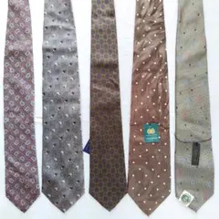 【5本セット】新品 ネクタイ まとめ売り デザイン色々 ブラウン系 ドット 絹