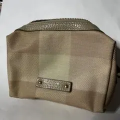 クレストブリッジ　ベージュ系チェックポーチ